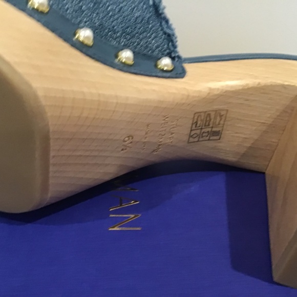 Stuart Weitzman Denim Pearl Clog New in Box 6.5B/37 - Picture 6 of 8